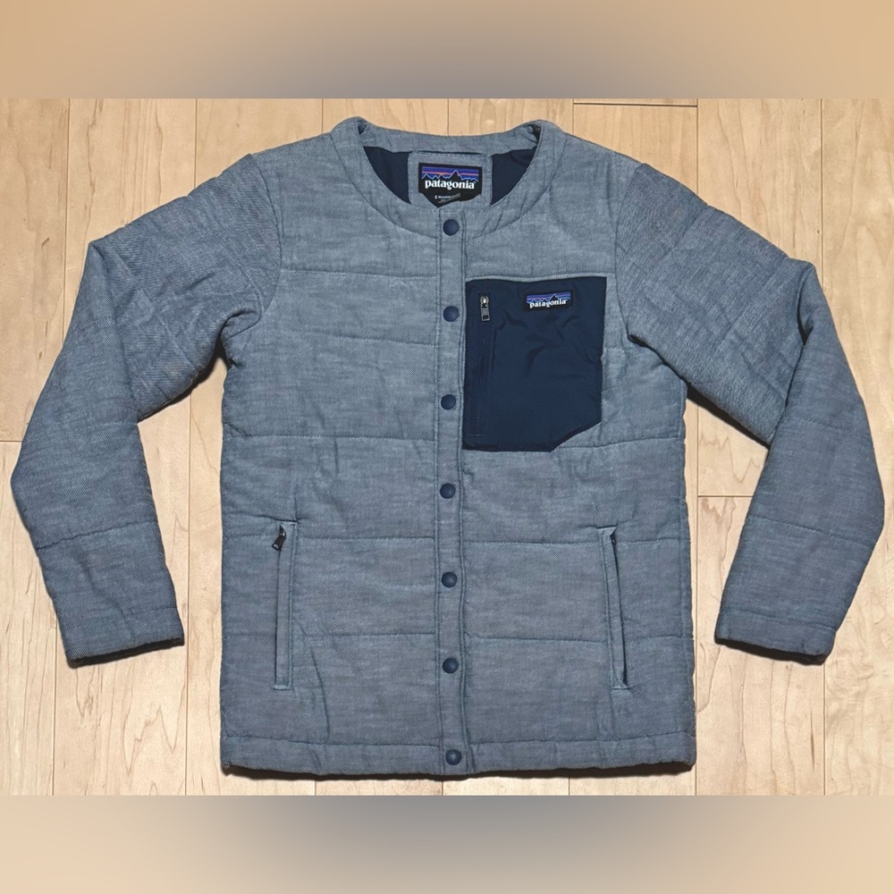Patagonia Heywood Insulated Snap Puffer Bomber Jacket Coat Blue Women’s Small
